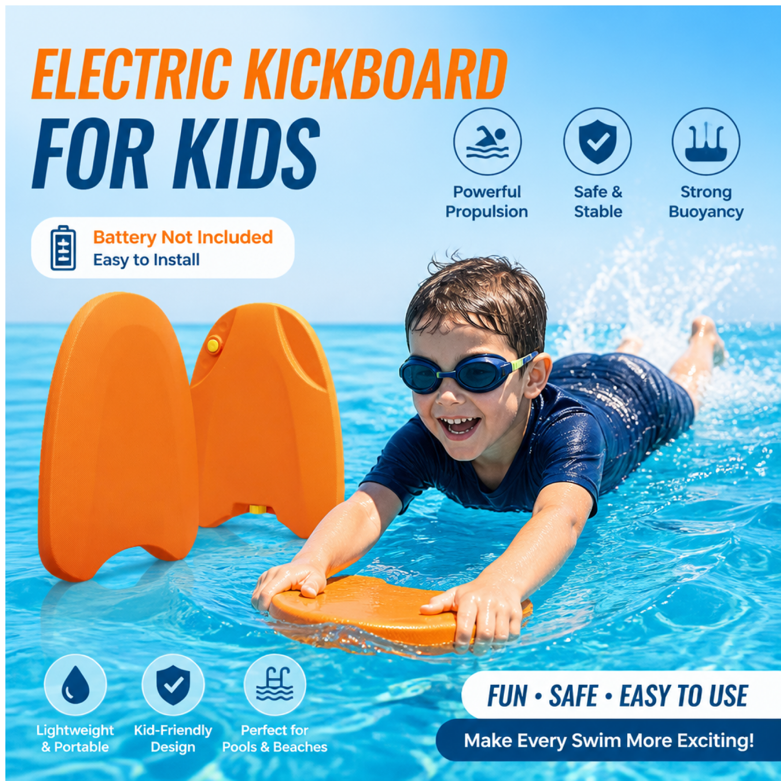 Swimming Kickboard - 1pc Electric Swimming Kickboard for Kids