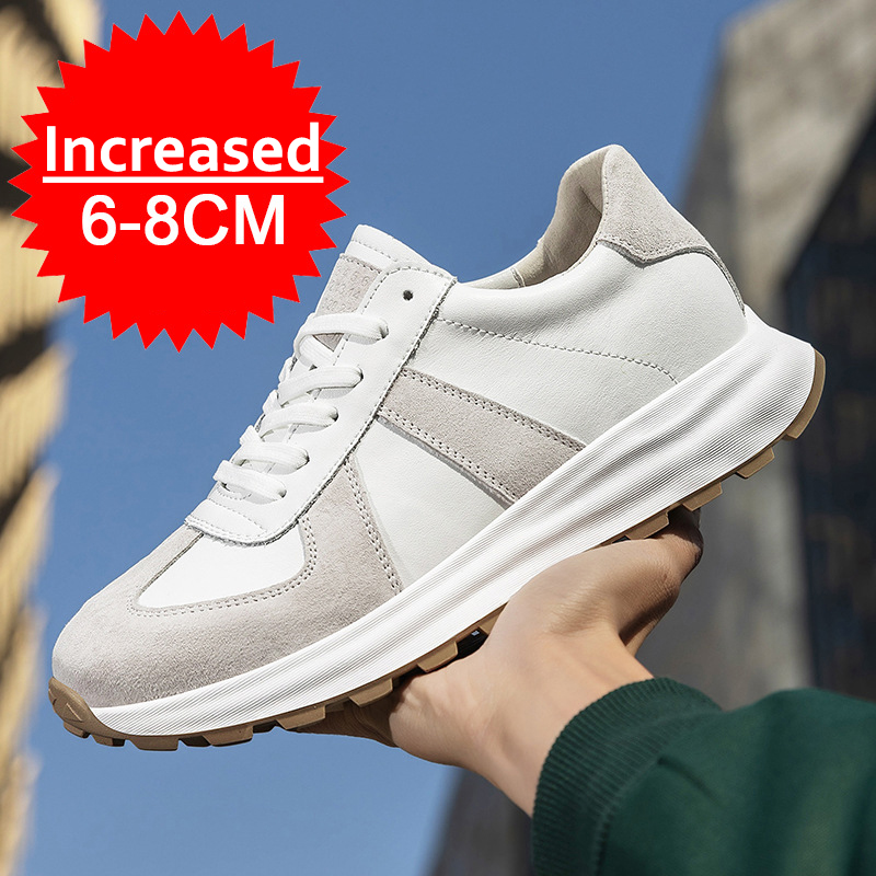Sports Equipment Brand - Luxury Brand Fashion Leather Elevator Sneakers