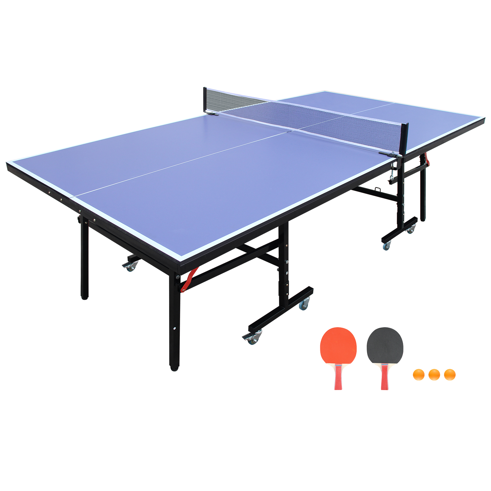 Ping Pong Ball Set - 8 ft Blue Foldable Table Tennis