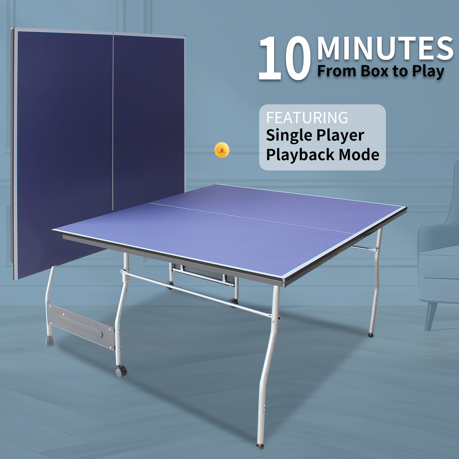 8 x 4.5 ft Blue Foldable Table - Ping Pong Ball Set recensie en prijs