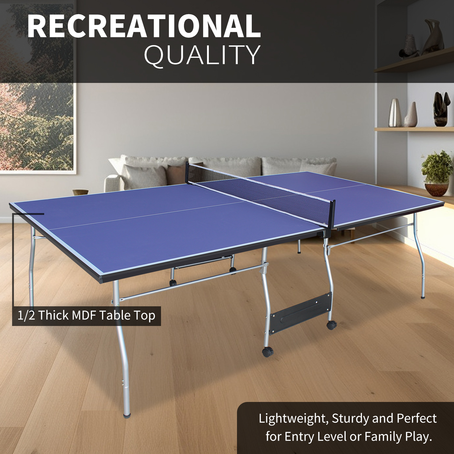 8 x 4.5 ft Blue Foldable Table - Ping Pong Ball Set recensie en prijs