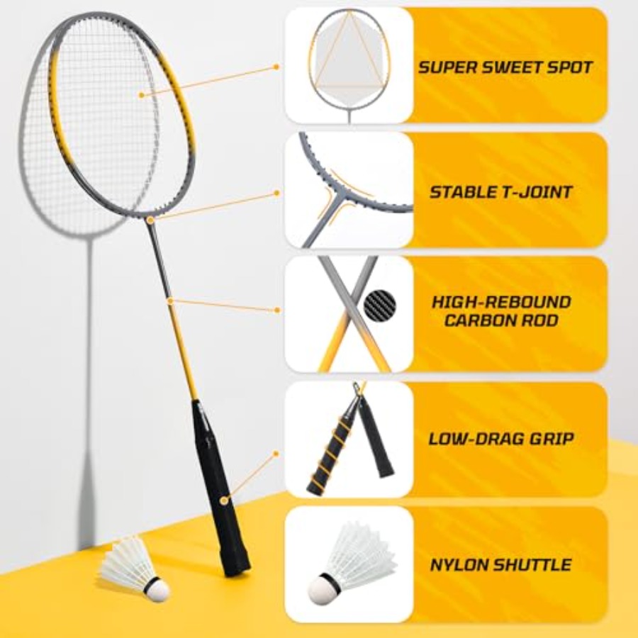 Backyard outdoor badminton set - Badminton Racket Carbon recensie en prijs