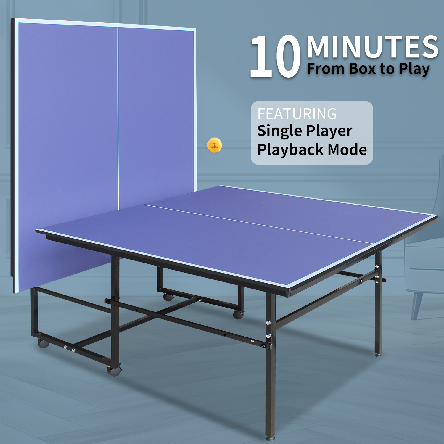 9 x 4.1 ft Blue Foldable Table - Ping Pong Ball Set recensie en prijs